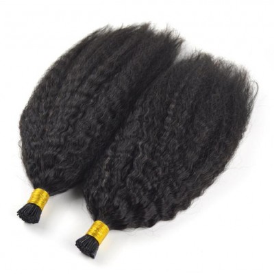 Cheap price flat i tip hair,shedding free kinky curly wave i tip hair extensions,raw jerry curl hair relaxers