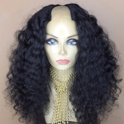 2x4" middle U Part Wig Human Hair afro kinky Curly U Part Wig 180% i tip kinky curly Human Hair Extensions