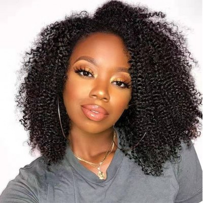 150% Density Mongolian kinky curly Hair Human Hair Wigs for Black Women Kinky Curly 2X4 U Part Wigs with Combs