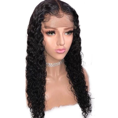 10A 150% density Pre plucked swiss transparent lace brazilian hair water Curly 360 full lace frontal wigs