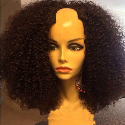 180% Density Afro Kinky Curly U Part Wig Brazilian virgin Human Hair  Kinky Curls Middle  U Shaped 2x4 Wig