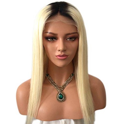 Two Tone #1b/#613 Ombre Hair Wig Brazilian Human Hair Glueless Full Lace & Lace Front Wigs With Baby Hair