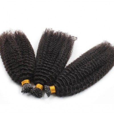 Keratin Pre-bonded Hair Extension Double Drawn i u v tip Hair top quality afro kinky curly extensions stick tip hair